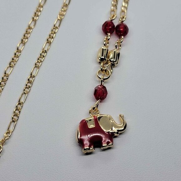 Brand New Brazilian 18k Gold Filled Red Elephant Necklace - Picture 6 of 6